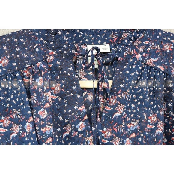 Joie Semi-Sheer Elastic Waist Top-Ruffle Sleeve-S/P-Metallics-Fairy-Cottagecore - Picture 6 of 12